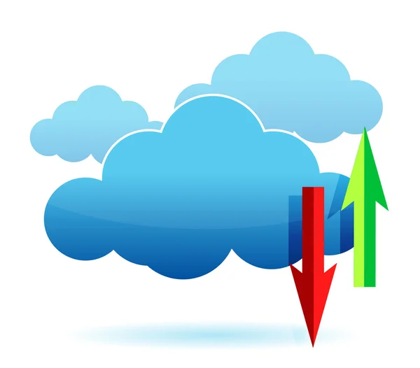Cloud computing ladda upp, ladda ner bilden — Stockfoto