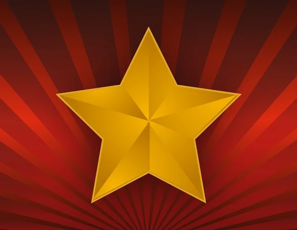 Illustrazione di una stella d'oro su sfondo rosso . — Foto Stock