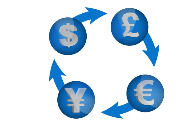 Projeto de ilustração do ciclo de câmbio de moeda — Fotografia de Stock