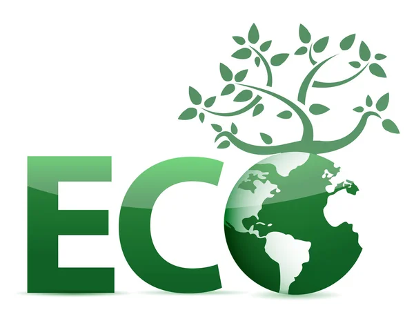 Palavra Eco globo e árvore ilustração design — Fotografia de Stock