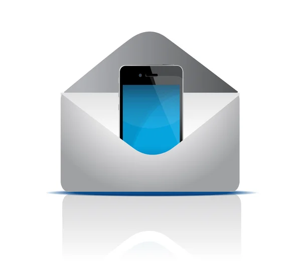 Phone inside an envelope illustration design on white — Stock Photo, Image