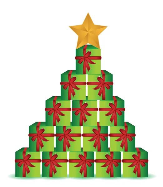 Christmas present box tree illustration design — Stock Photo, Image