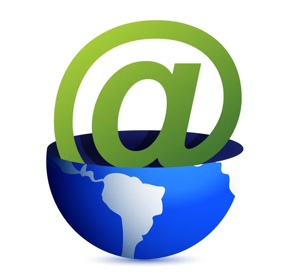 Ícone de endereço de e-mail dentro de um design de ilustração globo — Fotografia de Stock