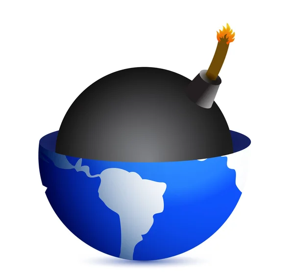 Bombe in einem Globus Illustration Design — Stockfoto