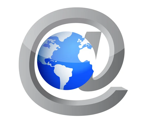 Mail en aarde pictogram afbeelding ontwerp op wit — Stockfoto
