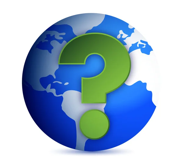 Earth globe with question mark illustration — Stock Photo, Image