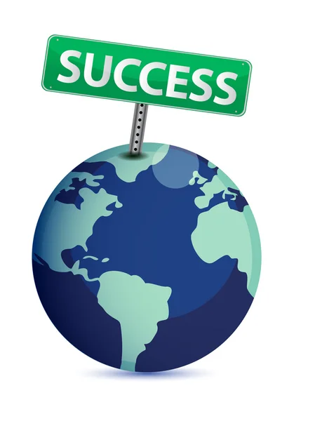 Globe with a success sign illustration design — Stock Photo, Image