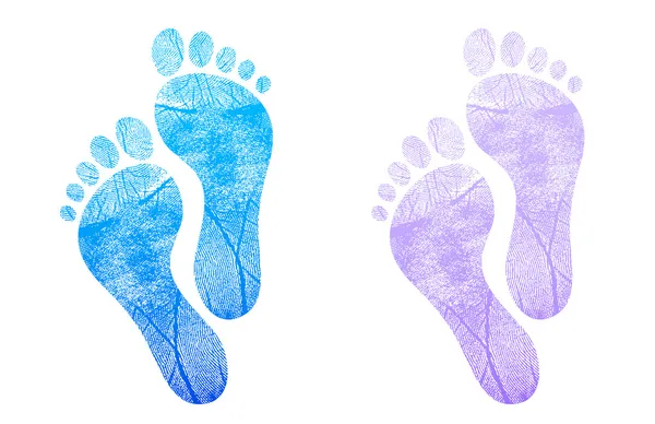 Bebek ayak izi mavi, pembe beyaz illüstrasyon tasarımı — Stok fotoğraf