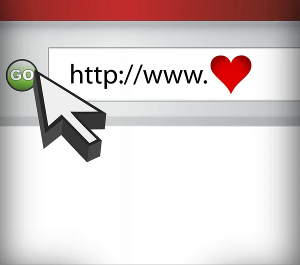 Computer Screen, concept of love in cyberspace illustration — Stock Photo, Image