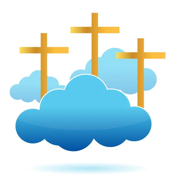 Wolken und Kreuze Illustration Design auf weißem Hintergrund — Stockfoto