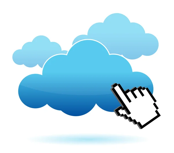Ícone do cursor mão clicando em um design de ilustração em nuvem — Fotografia de Stock