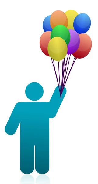 Symbol mit fliegenden Luftballons Illustration Design — Stockfoto