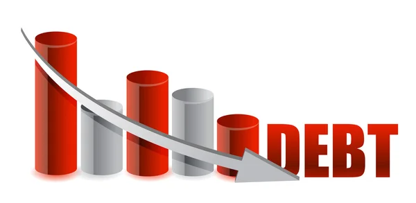Debt falling graph with arrow illustration design — Stock Photo, Image