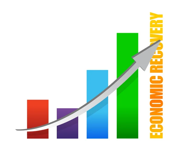 Ekonomins återhämtning diagram pilen illustration design på vit — Stockfoto