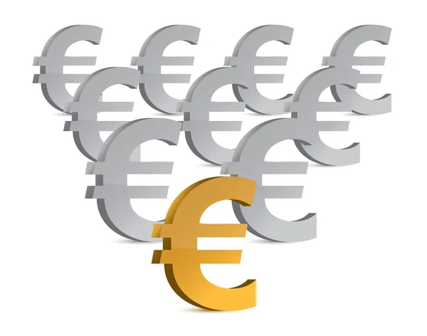 Gouden en zilveren euro symbolen afbeelding ontwerp — Stockfoto