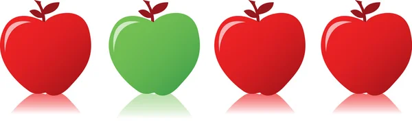 Pomme rouge parmi les pommes vertes illustration — Photo