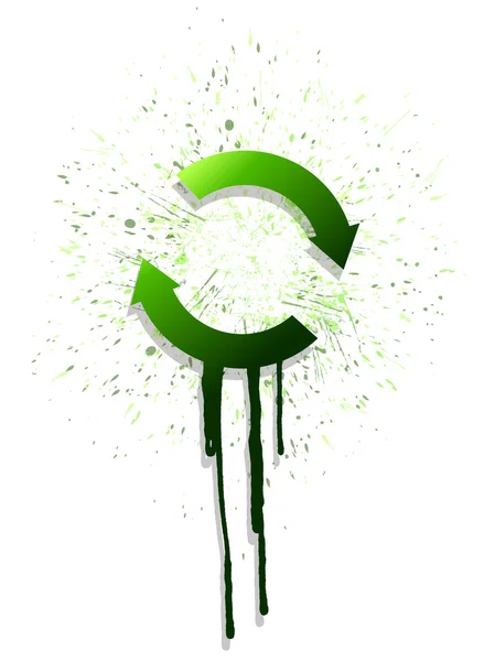 Desenho de ilustração de ciclo de seta verde tinta em branco — Fotografia de Stock