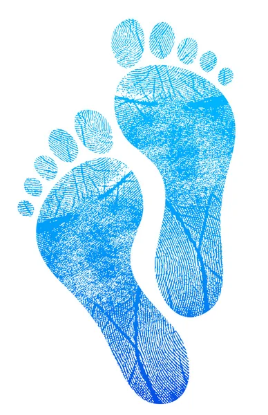 Blauwe feetprint afbeelding ontwerp op witte achtergrond — Stockfoto