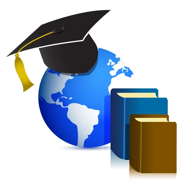 Mütze und Buch. Bildungskonzept veranschaulicht — Stockfoto