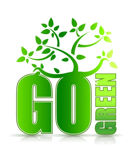 Go groene concept met boom illustratie ontwerp op wit — Stockfoto
