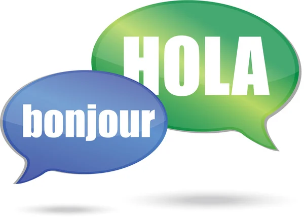 Bonjour και hola μηνύματα εικονογράφηση σχεδιασμός — Φωτογραφία Αρχείου