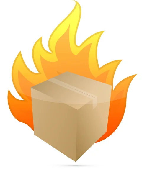 Ящик для иллюстрации огня на белом фоне — стоковое фото