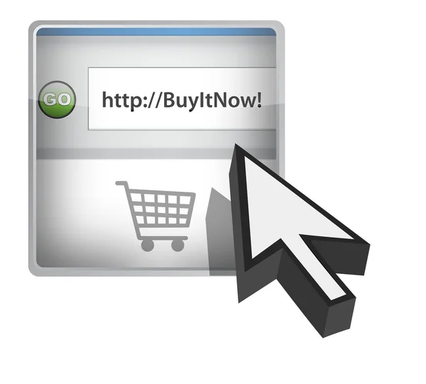 Koop het nu browser knop met cursor — Stockfoto
