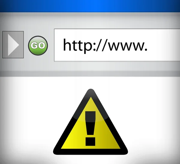 Internet browser with yellow warning sign illustration design — Stock Photo, Image