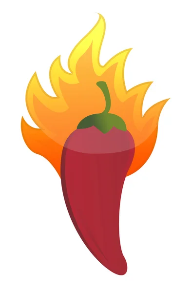 Red hot chili pepper on fire illustration design — Stock Photo, Image