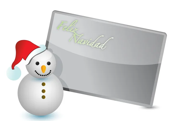 Spagnolo - pupazzo di neve disegno illustrazione carta di Natale su bianco — Foto Stock
