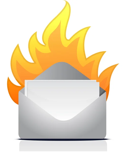 Umschlag Brief auf Feuer Illustration Design über weiß — Stockfoto