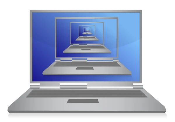Meerdere laptops binnen één afbeelding ontwerp op wit — Stockfoto