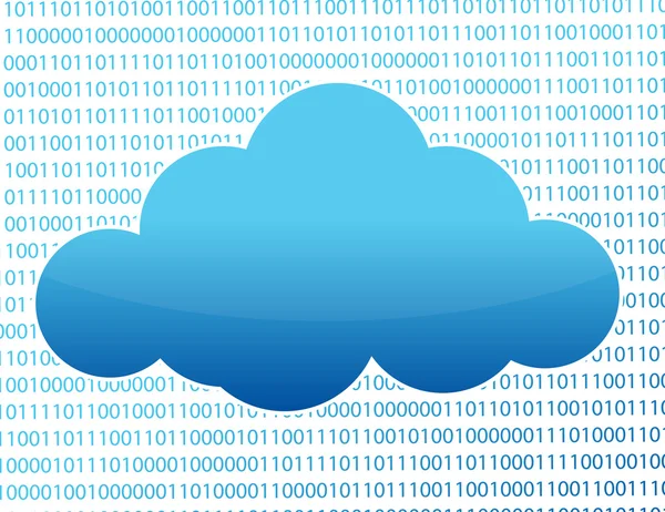 Blue cloud and binary numbers illustration design — Stock Photo, Image