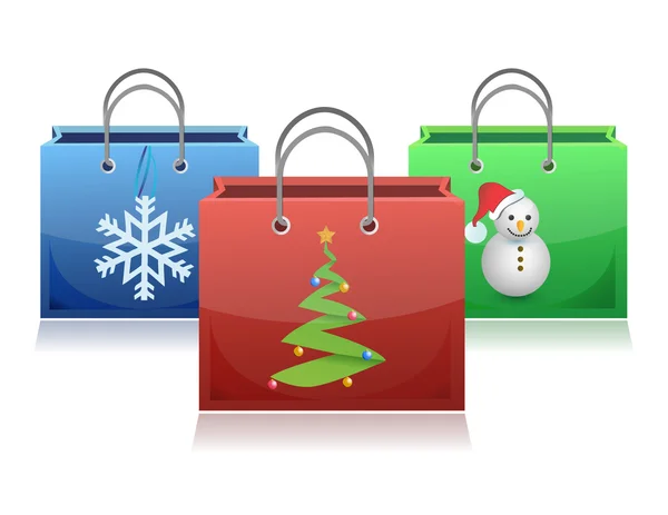 Noel alışveriş torbaları resimde kümesi — Stok fotoğraf