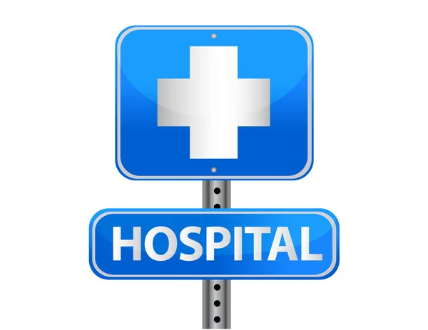 Krankenhaus-Straßenschild auf weißem Hintergrund — Stockfoto