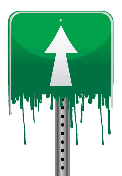 녹는 녹색 거리 표지판 일러스트 디자인 — 스톡 사진