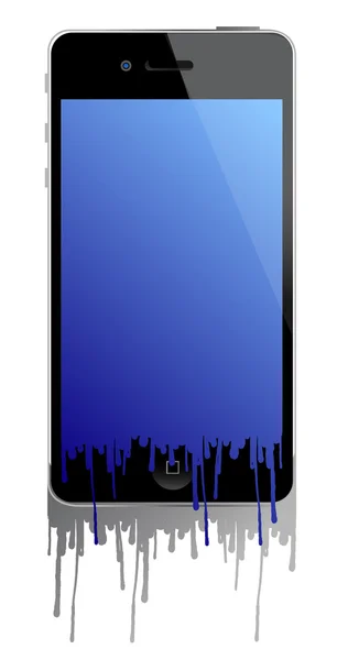 Smältande telefon illustration design på en vit bakgrund — Stockfoto