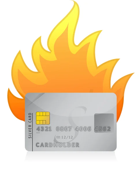 Fizethet bankkártyával, a tűz koncepcióterv illusztráció — Stock Fotó