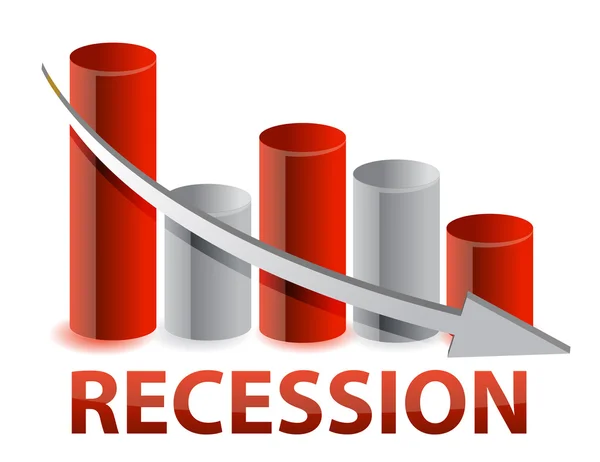 stock image Recession red business graph illustration design