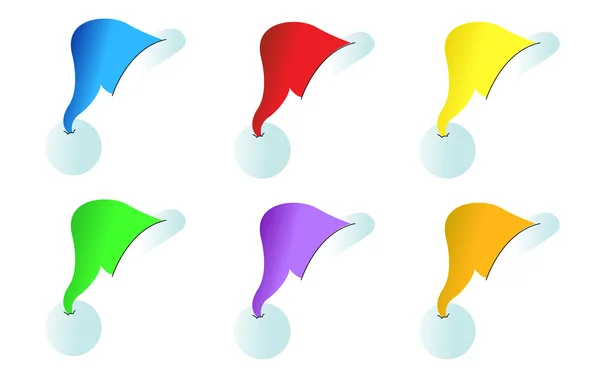 Santa hats in different colors over a white background — Stock Photo, Image