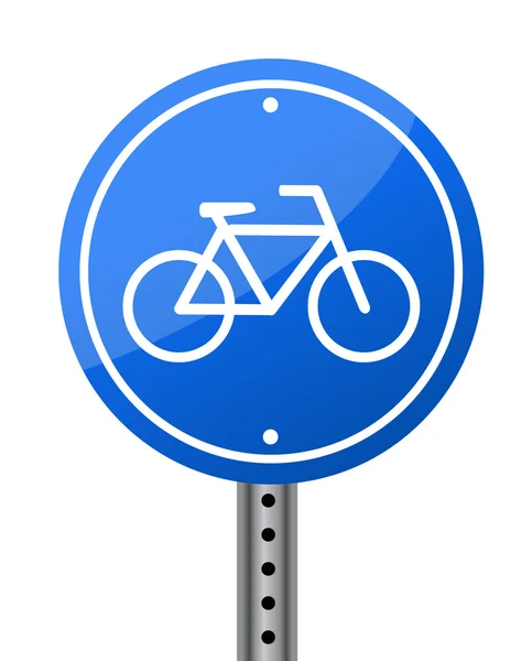 Señal de calle de bicicleta azul sobre fondo blanco —  Fotos de Stock