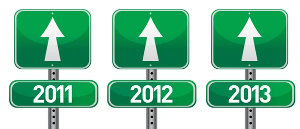 Happy new years street signs illustration design — Stock Photo, Image