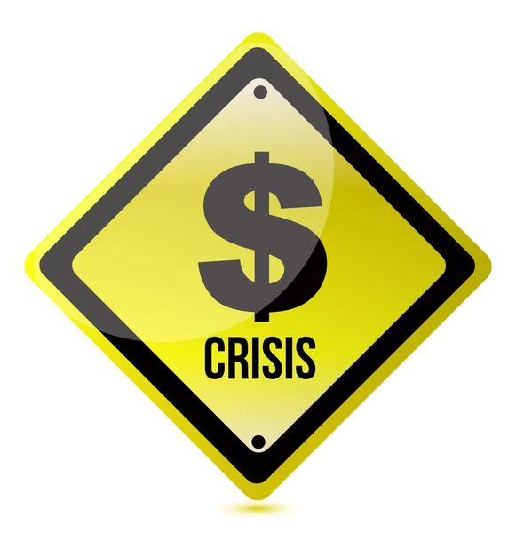 Desenho de ilustração de sinal de crise de dólar amarelo em branco — Fotografia de Stock