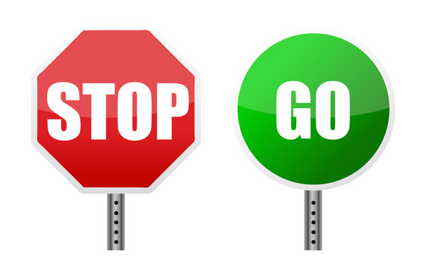 Stop go sign illustrations over a white background