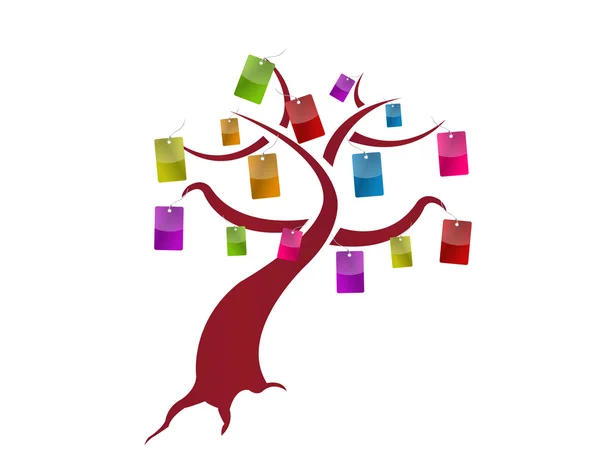 Sale tags hanging from a tree illustration design — Stock Photo, Image