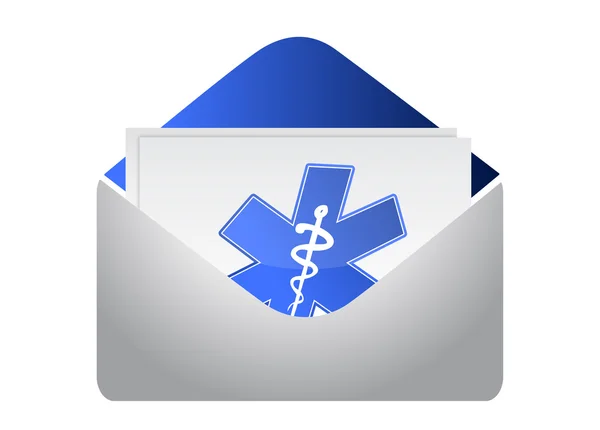 Envelope with medical symbol illustration design on white — Stock Photo, Image