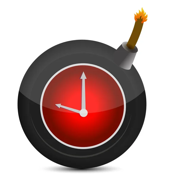 Uhr in einer Bombe. Abbildung auf weißem Hintergrund — Stockfoto