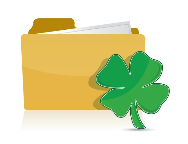 Yellow folder icon with clover illustration design over white — Stock Photo, Image