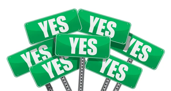 Green yes signs illustration design on white background — Stock Photo, Image