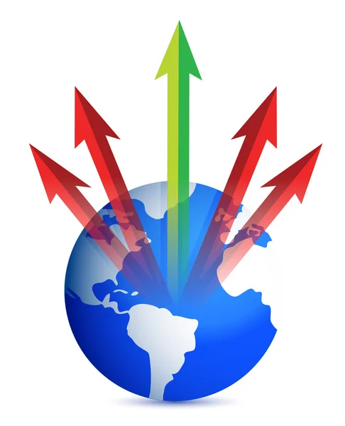 Globe and arrows illustration design over white — Stock Photo, Image